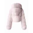 thumbnail image 3 of QSAWXQZ Women's Faux Fur Hooded Jackets Long Sleeve Solid Cropped Cardigan Coat Pink M, 3 of 4