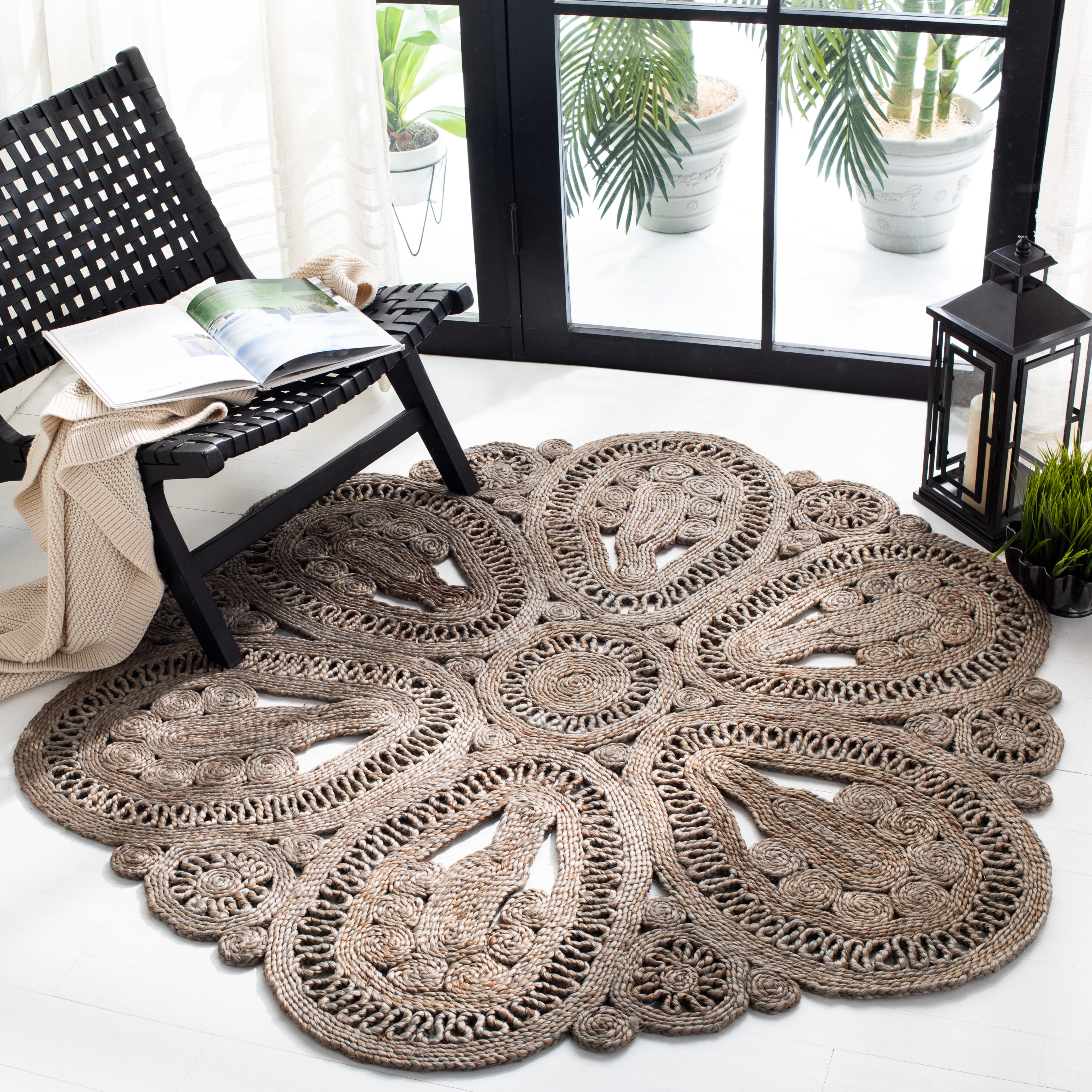 SAFAVIEH Natural Fiber Stamen Solid Area Rug, Grey, 10' x 10' Round