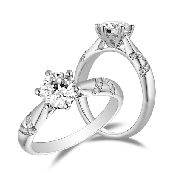 DovEggs Moissanite Engagement Ring for Women 1ct 6.5mm G-H-I Color Heart Arrows Cut Moissanite Solitaire 14k Gold QUALITY Silver Engagement Wedding Ring with Accents(7.5)
