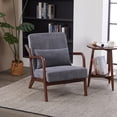 thumbnail image 3 of Ciphrias Accent Chair Arm Chair with Pillow Upholstered Reading Chair Rubberwood Frame Antique Dark Grey for Living Room Bedroom Balcony, 3 of 8