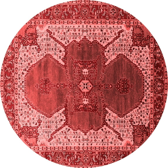 Ahgly Company Indoor Round Oriental Red Industrial Area Rugs, 7' Round