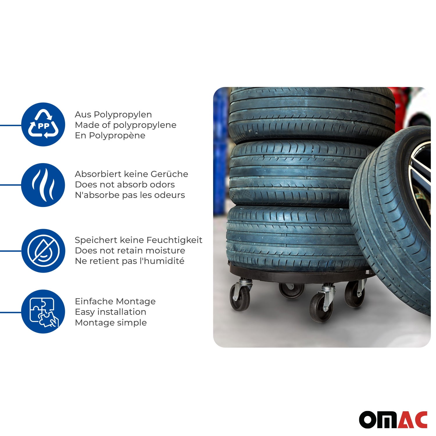 OMAC Rolling Board Transport Dolly Furniture Dolly 606 lbs Wheel Carrier Ø400