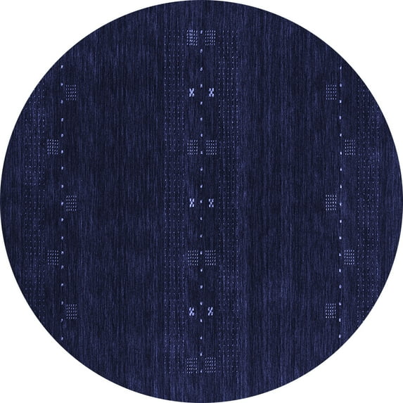 Ahgly Company Indoor Round Abstract Blue Contemporary Area Rugs, 3' Round
