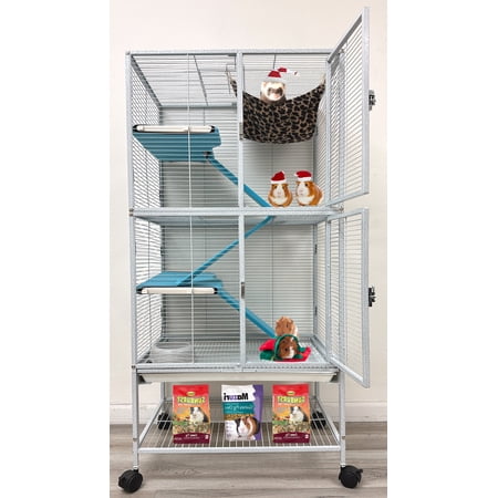 LARGE Full Double Unit Two Story Small Animal Critter Hamster Habitat Mouse Rat Gerbil Home Guinea Pig House Tight 1/2-inch Wire Spacing Rolling Cage for Ferret Hammock Chinchilla Hedgehog