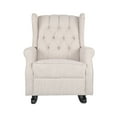 thumbnail image 2 of Christopher Knight Home Dobles Fabric Tufted Wingback Rocking Chair by  Beige/ Dark Brown, 2 of 5