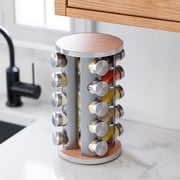 Tooloton Rotating Spice Rack Organizer with 20 Refillable Jars and Labels