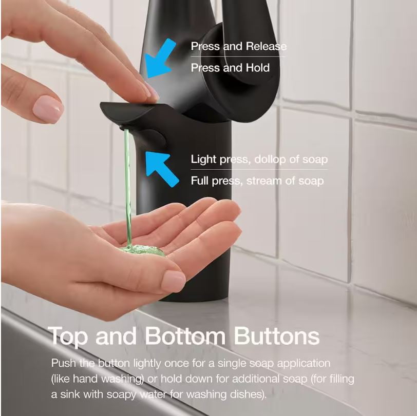 KOHLER Safia 1-Handle Pull Down Sprayer Kitchen Faucet with Integrated Soap Dispenser in Matte Black