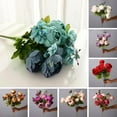 thumbnail image 3 of NAMZI European Style Simulated Peony Bouquet, 13 Springs Flowers Artificial Silk Peony Bouquets Wedding Home Decoration Anniversary Flower Bouquets Sky Blue, 3 of 5