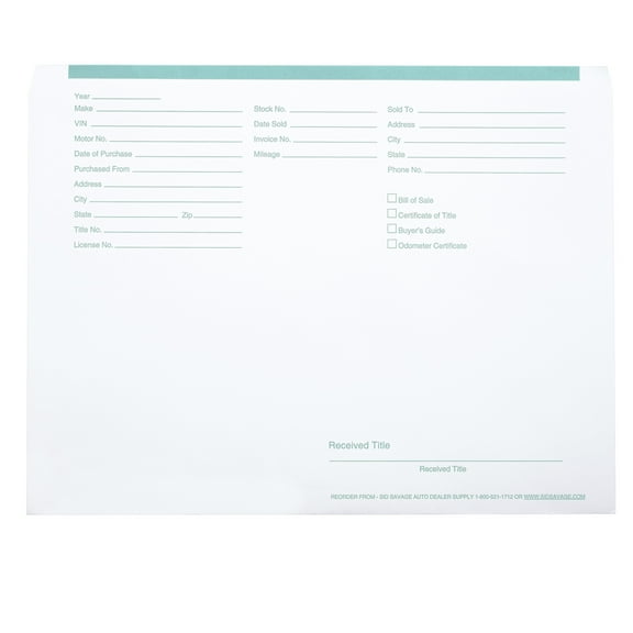 Standard Vehicle Deal Ticket - Blue - 9"H x 12"W - Pack of 100