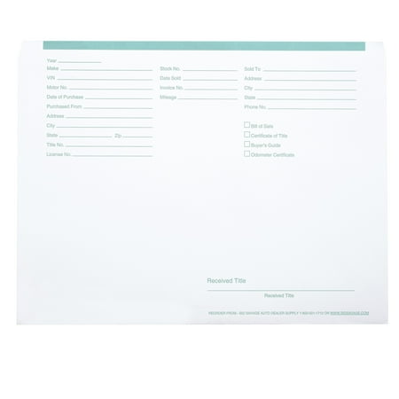 Standard Vehicle Deal Ticket - Blue - 9"H x 12"W - Pack of 100