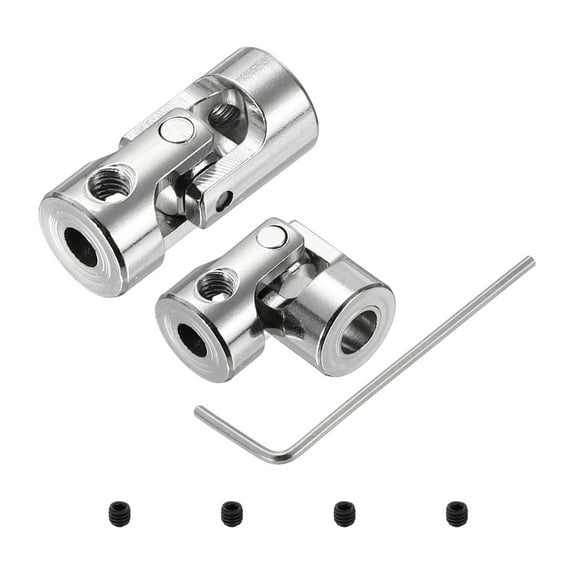 Uxcell 2pcs Universal Joint Shaft Coupling, 4mm to 5mm Inner Dia Rotatable Steering Shaft U Joints Coupler with Screws & 2mm Wrench for RC Car, Robot, Boat Drive Ship Motor Use
