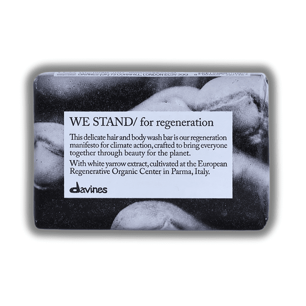 Barra de gel para cabello y cuerpo Davines We Stand, 100 ml, milenrama blanca