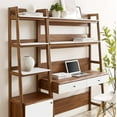 thumbnail image 4 of Modway Bixby 2-Piece Wood Office Desk and Bookshelf - Walnut/White, 4 of 5