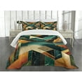 thumbnail image 3 of Ambesonne Mid Century Modern Quilted Bedspread Set 3 Pcs, Lake Mountains, King Size, Ginger Dark Teal, 3 of 5