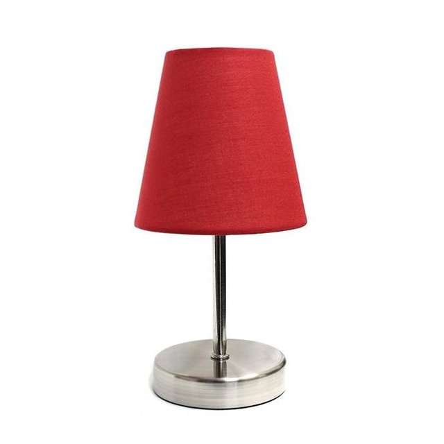 Lampe de Table Basique Nickel Sable avec Abat-Jour Rouge