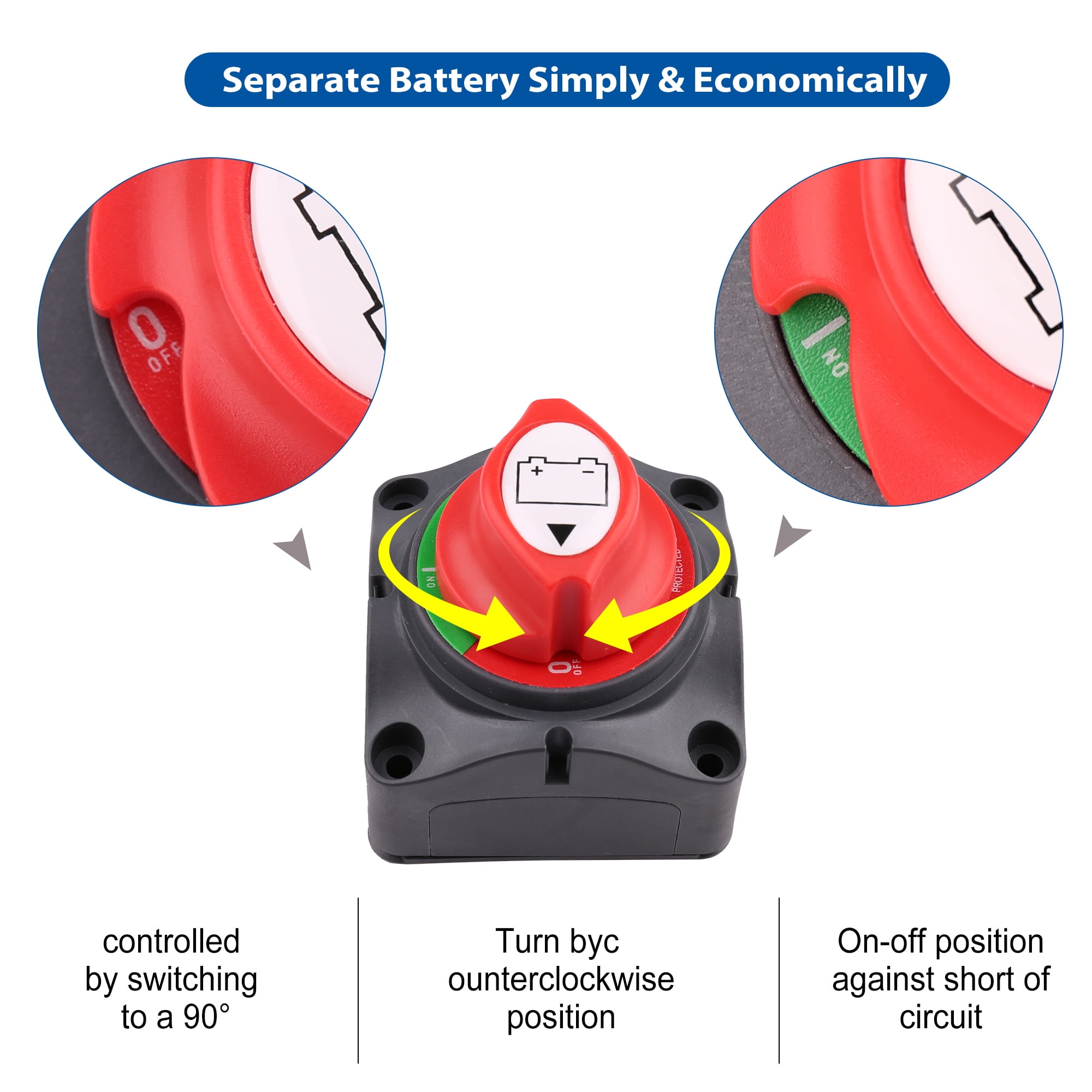 275//1250 Amps Waterproof Heavy Duty Battery Isolator Switch LotFancy Battery Switch 6V 12V 24V 48V 60V Battery Disconnect Master Cut Shut Off Switch for Marine Boat RV ATV UTV Vehicles