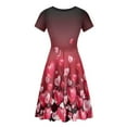 thumbnail image 3 of FKELYI Pink Short Sleeve Dresses Leisure Valentine's Day Midi Sundress for Women Durable Heart Balloon Ladies Summer Dress for Dating Size S, 3 of 5
