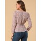 thumbnail image 5 of Blusa Floral Allegra K Manga Larga Cuello Cuadrado Peplum Rosa L, 5 of 6
