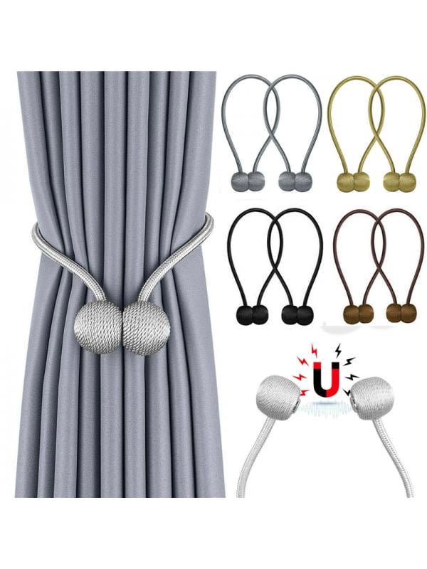 2Pcs Magnetic Ball Curtain Buckle Holder Tieback Tie Backs Rope Clips Home Decor 