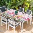thumbnail image 2 of Tulips Spring Floral Table Cloths for 4 Foot Rectangle Tables, Pink Plaid Flowers Butterfly Pastoral Patio Waterproof Elastic Fitted Tablecloths, Washable Rectangular Table Cover for Camping, 2 of 8