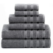 American Soft Linen 6-Piece 100% Turkish Genuine Cotton Premium & Luxury Towel Set for Bathroom & Kitchen, 2 Bath Towels, 2 Hand Towels & 2 Washcloths [Worth $72.95] - Grey