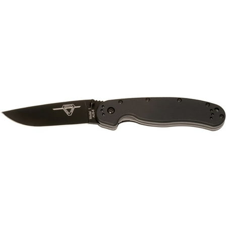 Ontario RAT1 Folder 3.625 in Black Blade Black GFN Handle