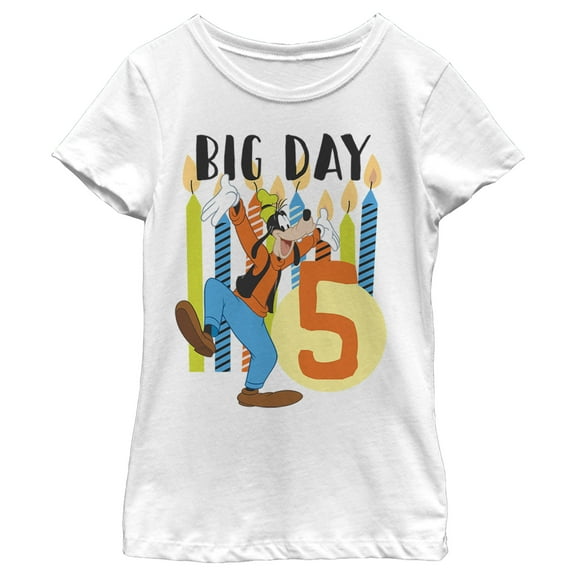 Girl's Mickey & Friends Goofy 5th Birthday  Graphic Tee White X Small