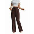 thumbnail image 5 of Women Wide Leg Pants High Waisted Business Casual Work Trousers Dressy Pants with Pockets Chestnut Color L, 5 of 10