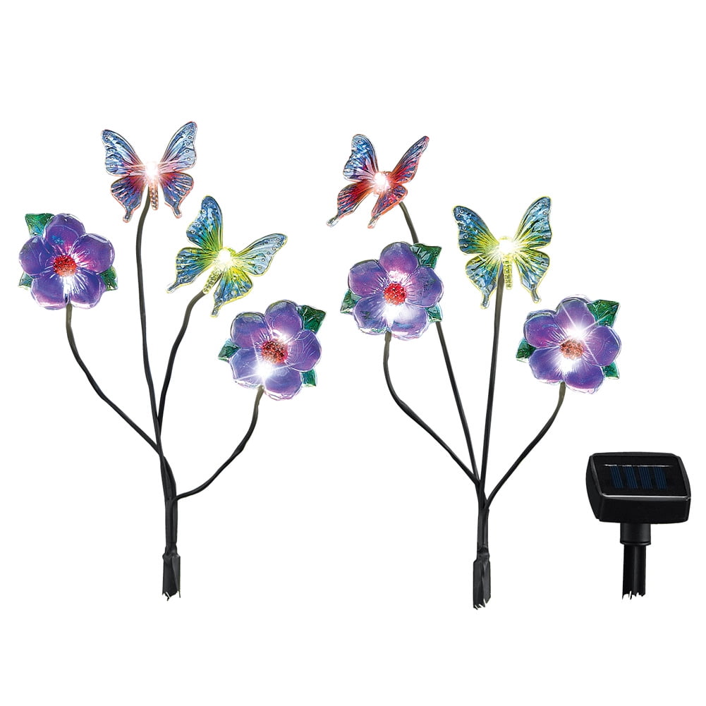 Fluttering Floral Solar LED Garden Branches Accent Light Sets, 2pc., Butterfly by Collections Etc