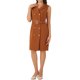 thumbnail image 1 of INSPIRAR CHIC Vestido de Mujer Sin Mangas con Solapa Notch Doble Botonadura con Cinturón Vestidos de Oficina Talla L Caramelo, 1 of 6