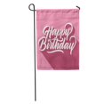 thumbnail image 1 of NUDECOR Text Happy Birthday Hand Lettering Long Shadow on Retro Pink Garden Flag Decorative Flag House Banner 12x18 inch, 1 of 2