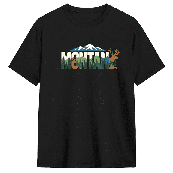 Montana Vintage Graphic Tee For Men And Women, Outdoor Travel Cotton Short Sleeves T-Shirt