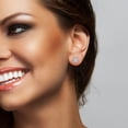 thumbnail image 3 of Everly Women's 1 1/3ct TGW Created White Sapphire & Diamond 10k White Gold Square Stud Earrings, 3 of 8