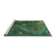 thumbnail image 2 of Ahgly Company Machine Washable Indoor Round Oriental Turquoise Blue Modern Area Rugs, 7' Round, 2 of 4