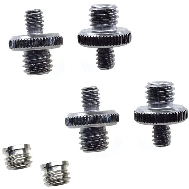 1/4" Male to 1/4" Male Double Stud+ 1/4" Male to 3/8" Male Screw+ 1/4" to 3/8" Convert Screw Adapter Hold Firmly Clean Cut Threads Well Machined Aluminium 6 PCS for Camera Hot Cold Shoe Mounts