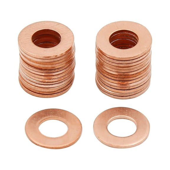 7mm Inner Dia Copper Washers Flat Sealing Gaskets Plate Rings 30pcs