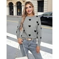 thumbnail image 2 of Heart Sweater for Women Valentine's Day Cute Heart Printed Lightweight Sweaters Casual Creneck Pullover Shermie, 2 of 7