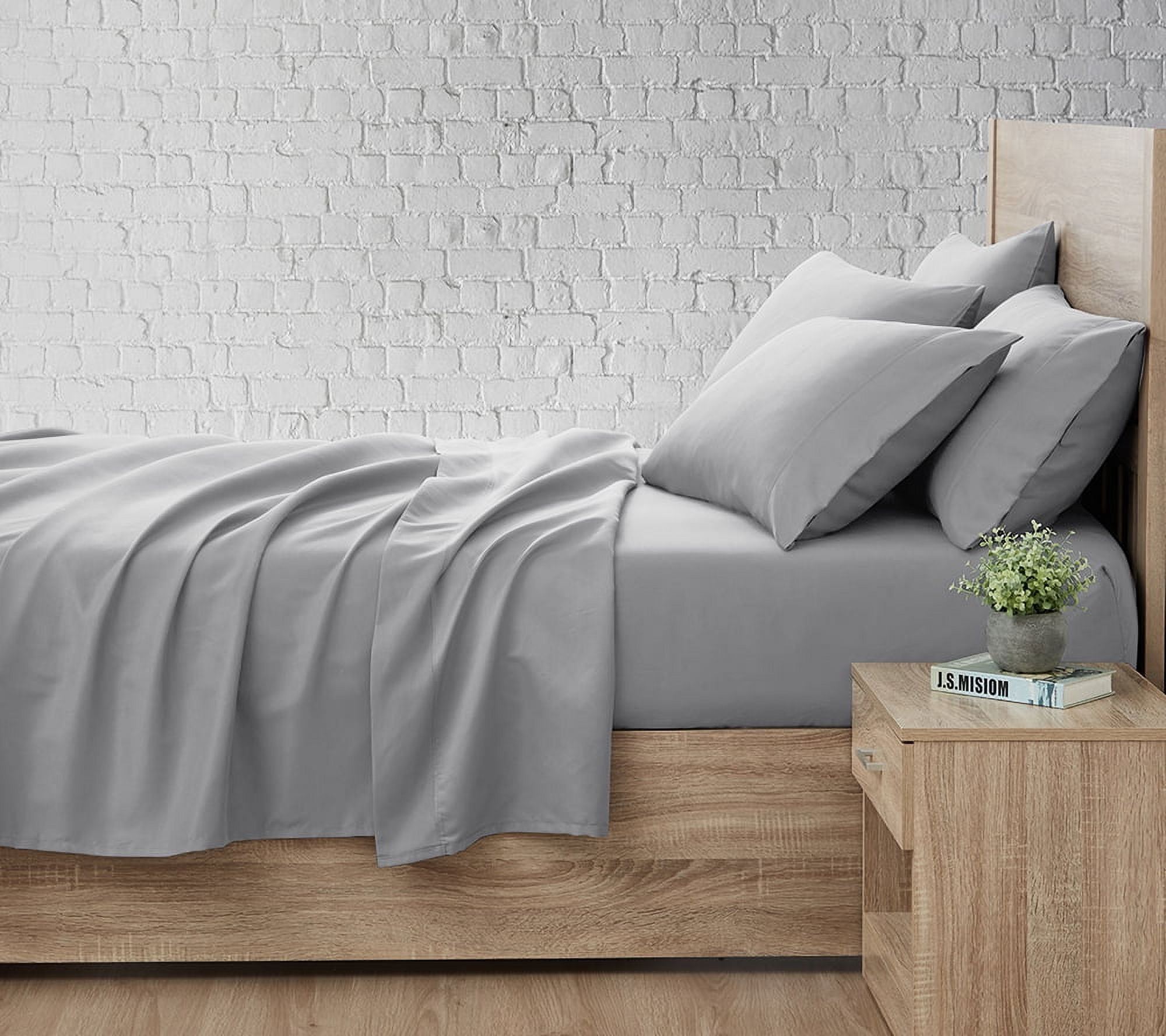 Serta So Soft 3-Piece Light Gray Sheet Set, Twin