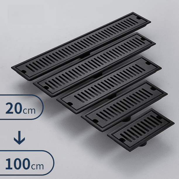 Desagüe de piso de tira larga de acero inoxidable 304 negro engrosado Desagüe de piso rectangular para cocina Desagüe de piso a prueba de olores para ducha de hotel