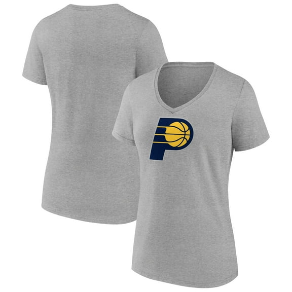 Women's  Gray Indiana Pacers Primary Logo V-Neck T-Shirt