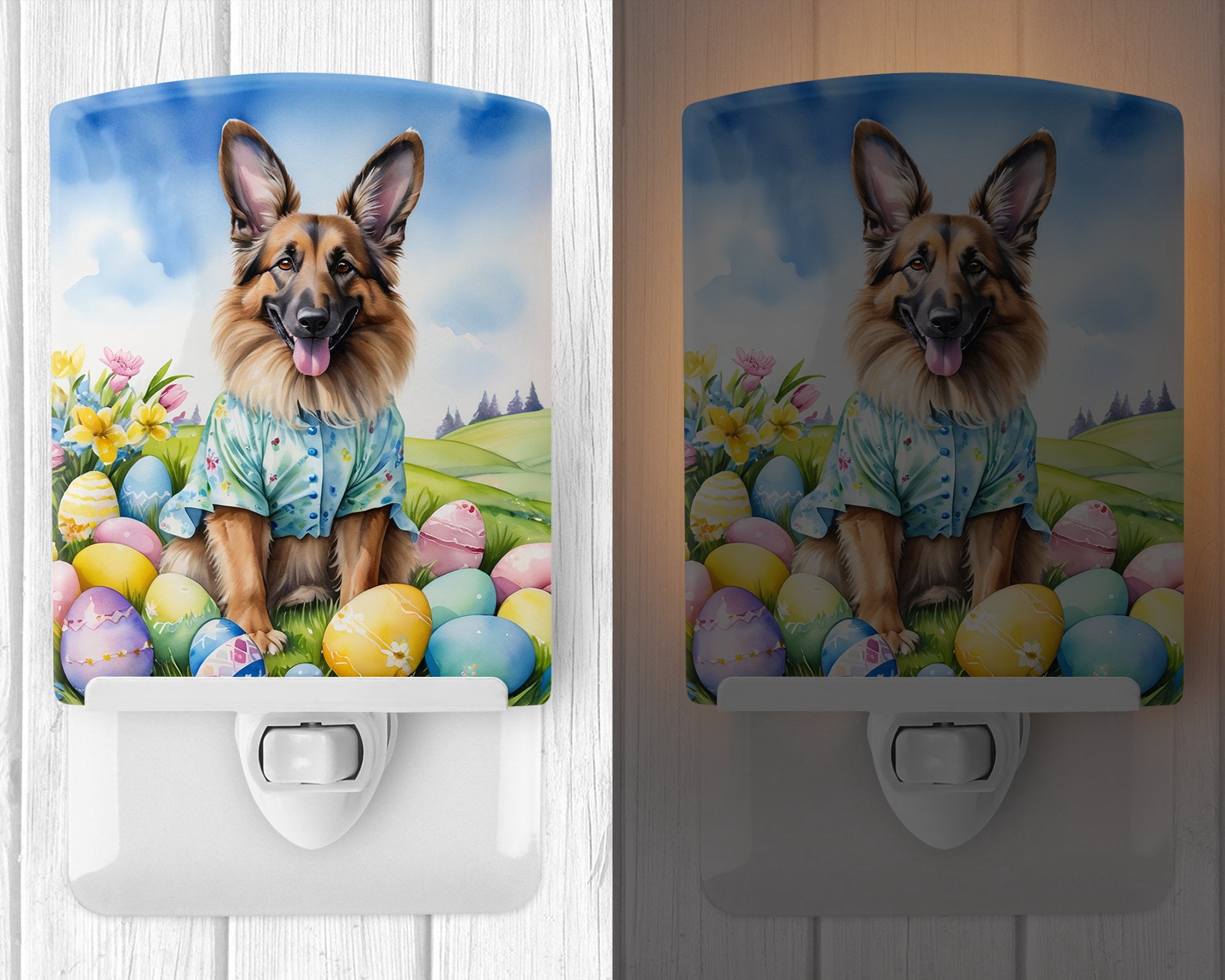 Belgian Tervuren Easter Egg Hunt Ceramic Night Light 4 in x 6 in