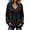 Black, variant on Women's Waffle Knit V-Neck Fringe Trim Tops Long Sleeve Boho Vintage Shirts Loose Fit Raw Edge Hem Lightweight Sweater Dressy Casual Fall Vacation
