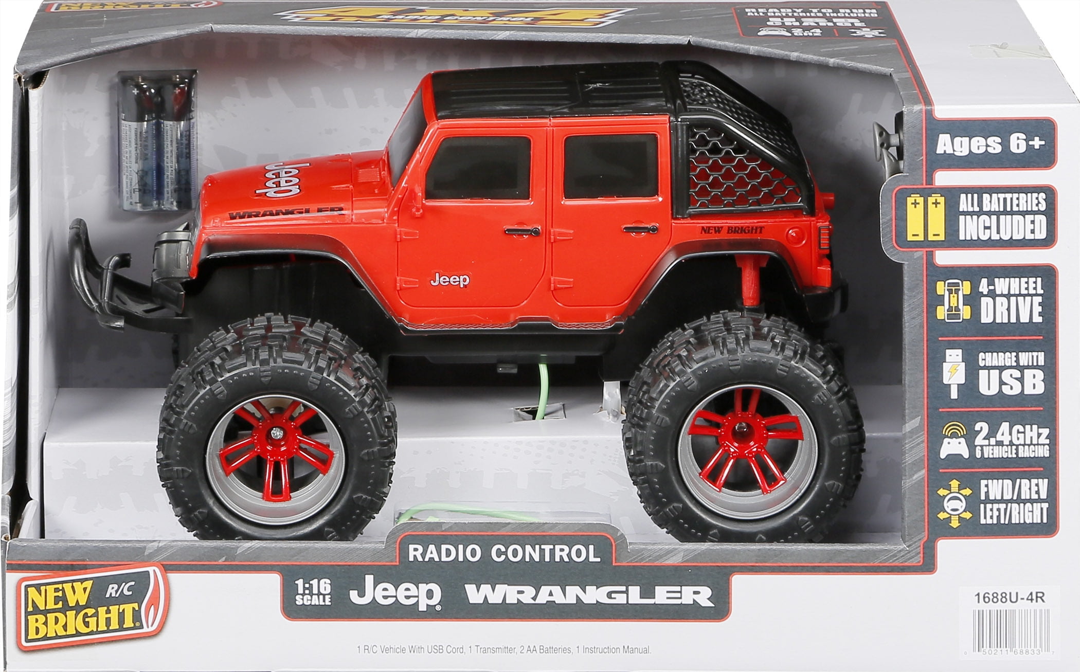 New Bright (1:16) Jeep Wrangler Battery Radio Control 4x4 Truck, 1688U-4R -  