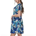 thumbnail image 2 of Naloa Blue and White Butterflies Print Womens Summer A-Line Dress with Pockets,Short Sleeve Dresses,Flowy Beach Swing Dress for Vacation Travel, 2 of 6