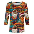 thumbnail image 4 of YABCSAZ Ugly Christmas Sweater for Women Plus Size Casual Loose Pullover Sweatshirts 3/4 Sleeve Tops Santa Claus Snowmen Reindeer 3D Funny Printed Oversized Chunky Jumper Tops, 4 of 5