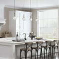 thumbnail image 5 of Modern Farmhouse Teardrop Kitchen Island Pendant Lighting Maya 1-Light Black Wood Pendant Light with Seeded Glass Shade, 5 of 7