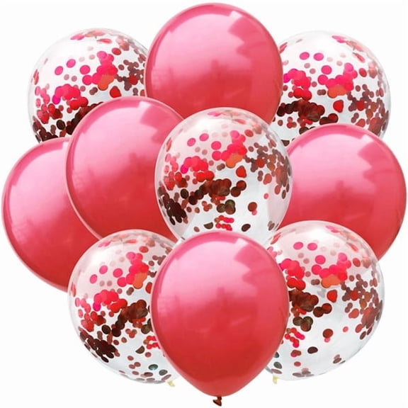Firefly Hope 50PCS Red and Red Premium 12 Inch Confetti Balloons, Bulk Party Balloons for Birthday & Bridal Shower Decor