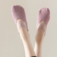 thumbnail image 4 of Women's 3-Pack Ballet Style Grip Socks with Crisscross Elastic and Non-Slip Soles for Barre Pilates Yoga - Multicolored, 4 of 5