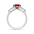 thumbnail image 2 of ANGARA Lab Grown 2.1 Ct Round Ruby Side Stone Engagement Ring with Diamonds for Women in 14K White Gold (Size-8mm) | July Birthstone, Anniversary, Jewelry Gift for Women | Lab-Grown Ruby Ring, 2 of 8