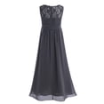 thumbnail image 2 of iEFiEL Girls Chiffon Lace Flower Girl Dress Wedding Bridesmaid Gown Gray 16, 2 of 7